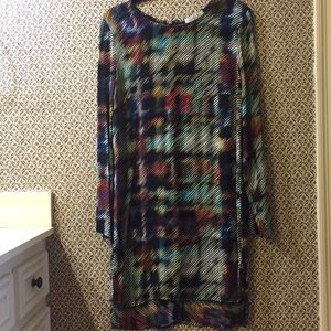 WAYF Abstract Multi-Colored Striped Midi Dress